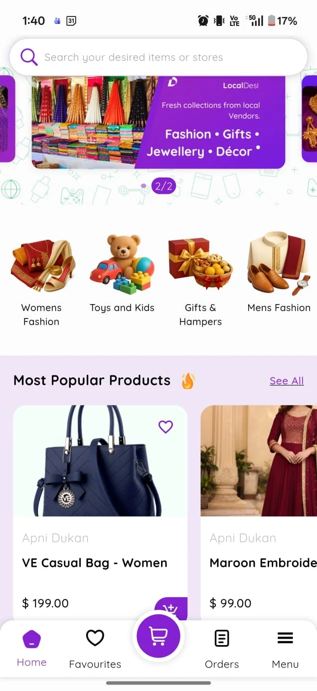 South Asian bazaar fashion and gifts in LocalDesi app