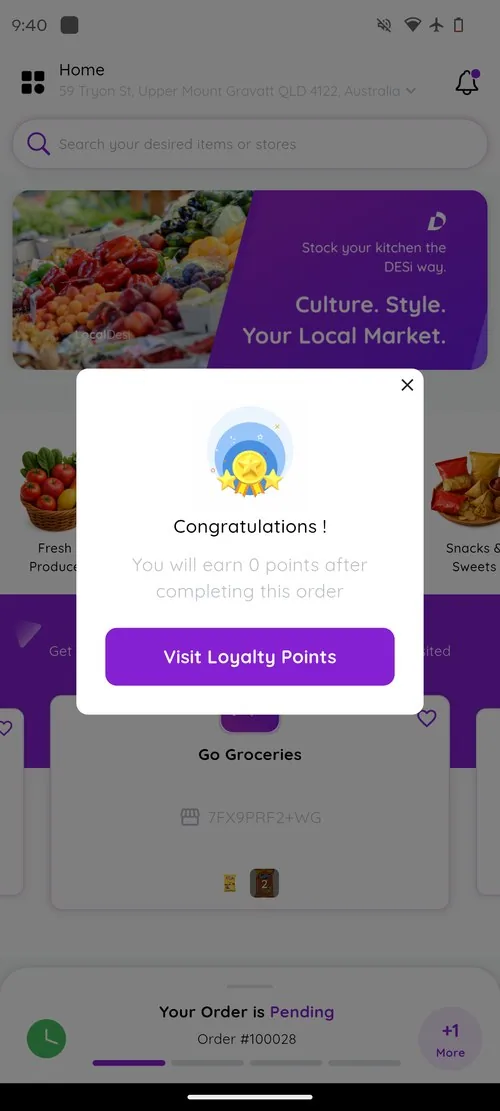 LocalDesi customer loyalty points earned after each order